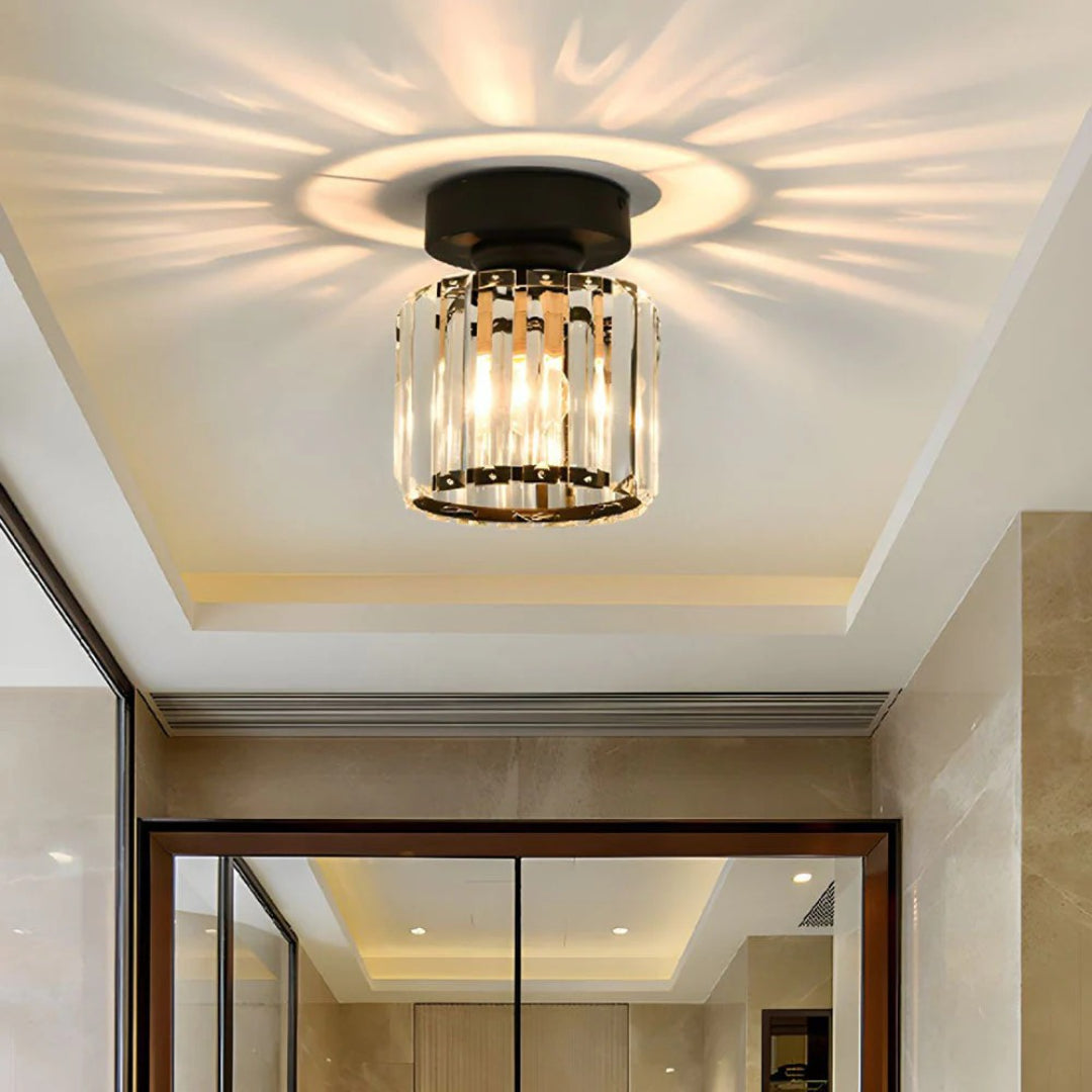 Crystal Metal Cube Ceiling Light