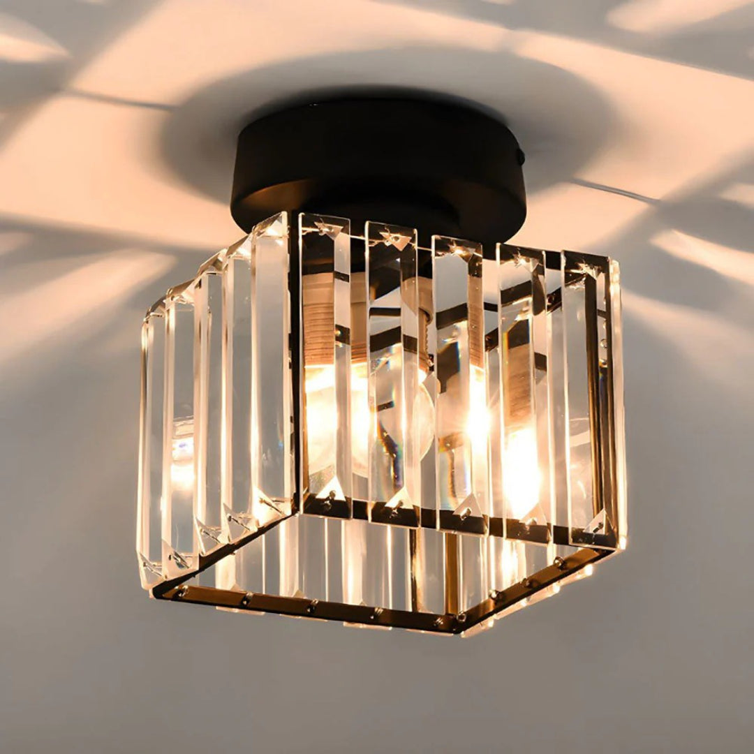 Crystal Metal Cube Ceiling Light