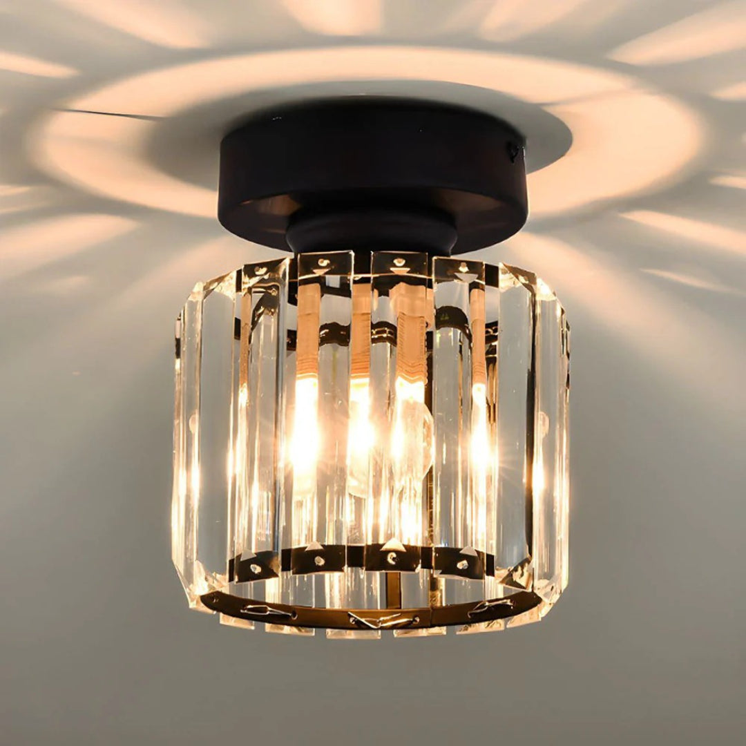 Crystal Metal Cube Ceiling Light