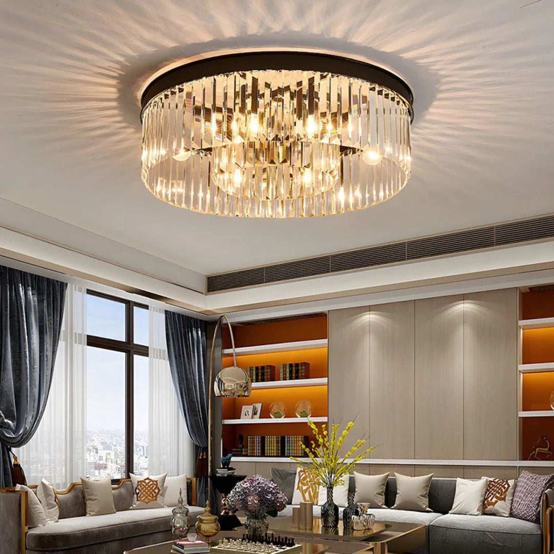Crystal Iron Round Ceiling Light