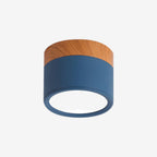 Wood And Metal Ceiling Lamp – Small Cylindrical Modern Accent Design