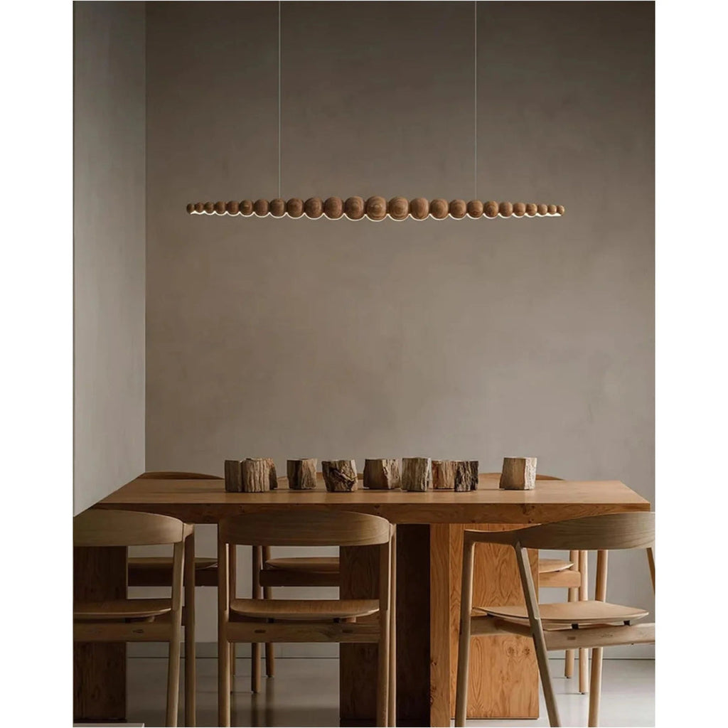 Minimalist Wooden Bead Pendant Light