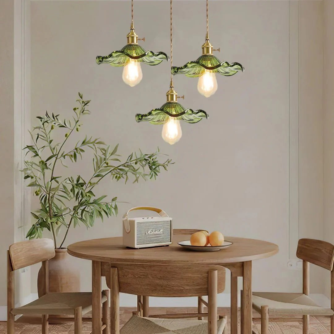 Vintage Floral Glass Pendant Light