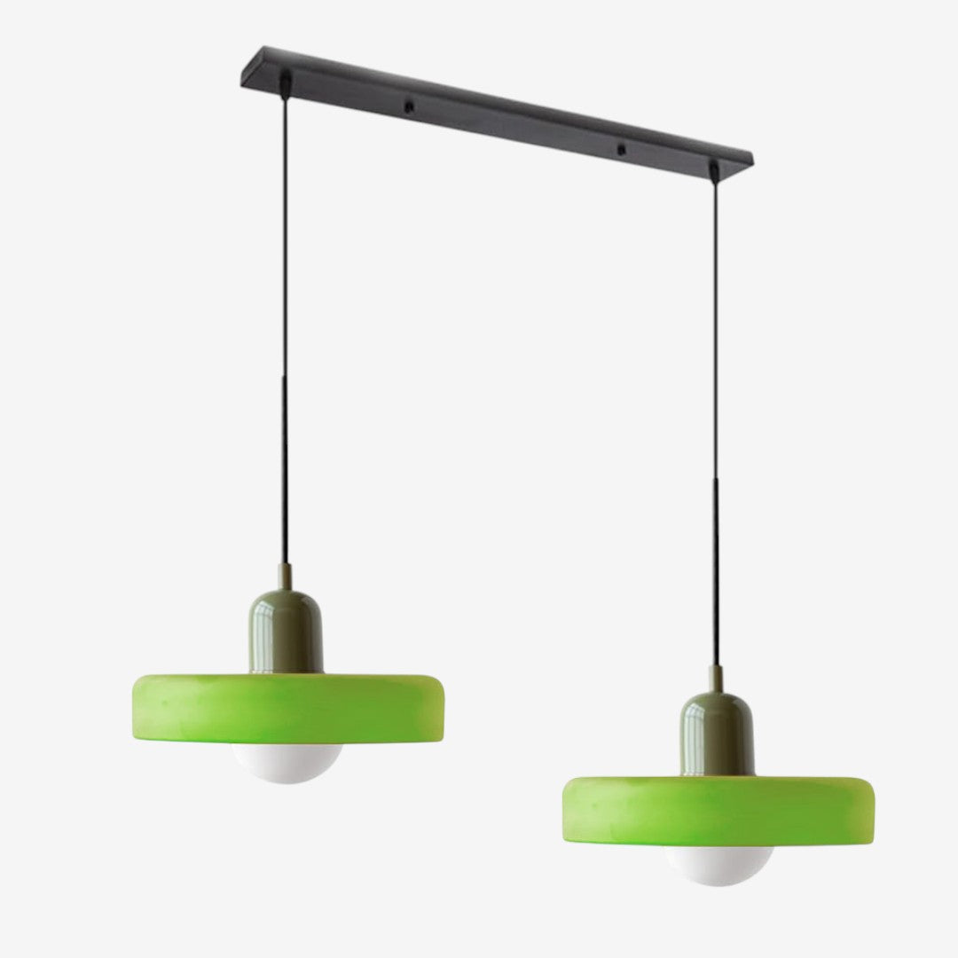 Double Glass Pendant Lamp – Retro Inspired Modern Dining Table Design