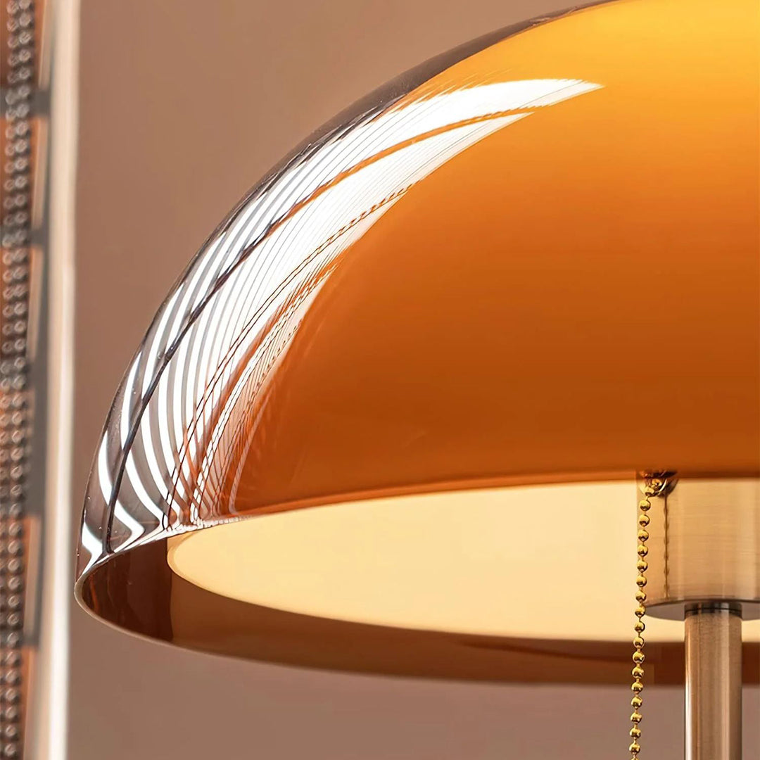 Amber Glass Floor Lamp – Retro Style With Walnut Wood And Metal Base