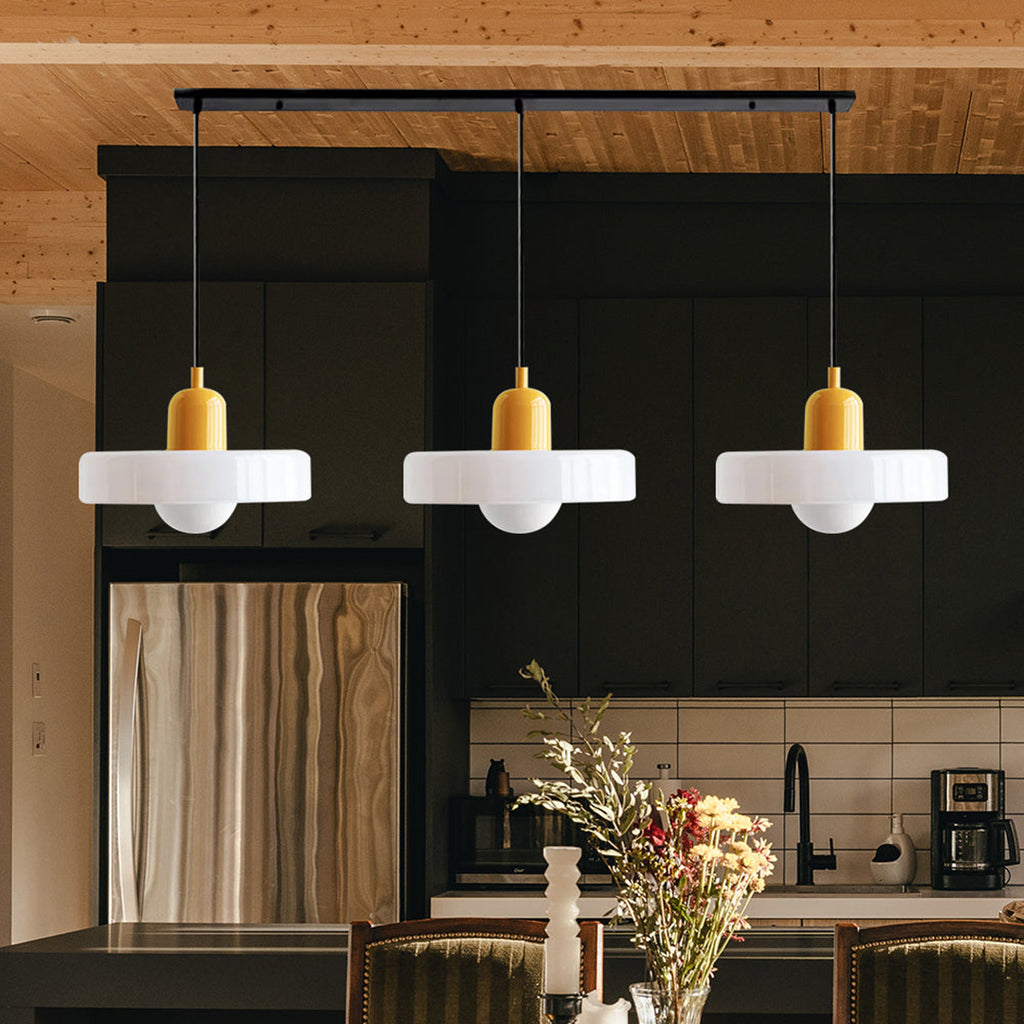 Triple Glass Pendant Lamp – Retro Inspired Colorful Dining Table Design