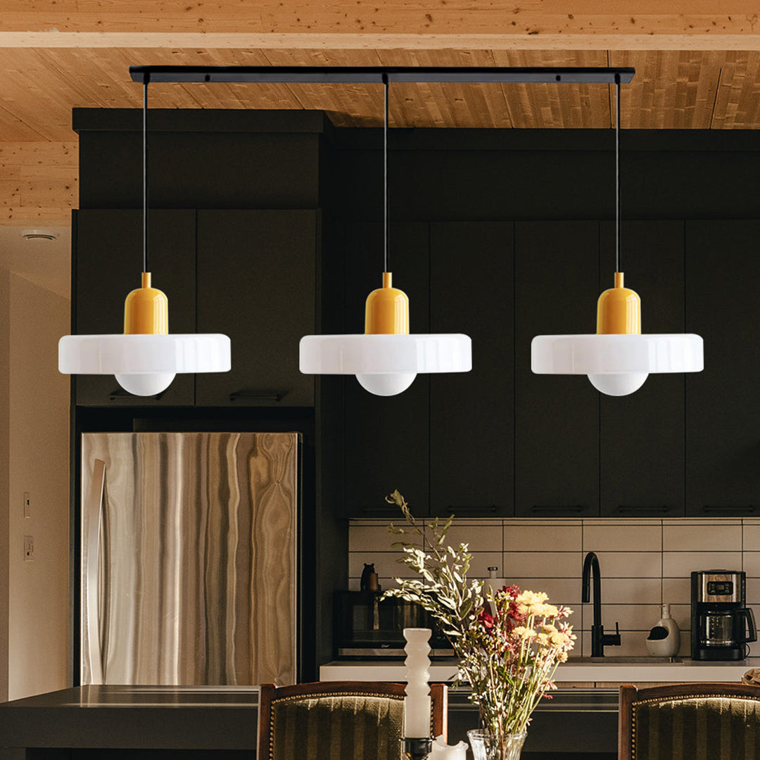 Triple Glass Pendant Lamp – Retro Inspired Colorful Dining Table Design