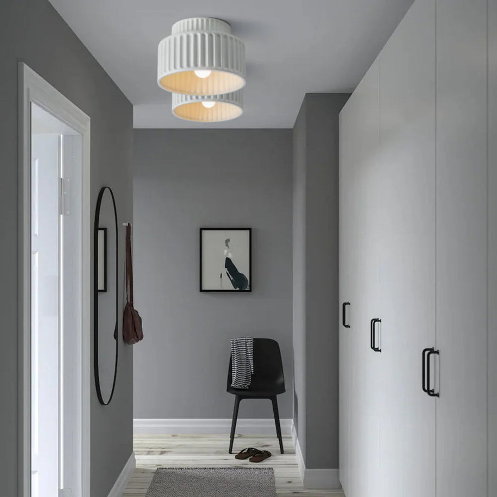 Minimalist Ribbed Ceramic Ceiling Light