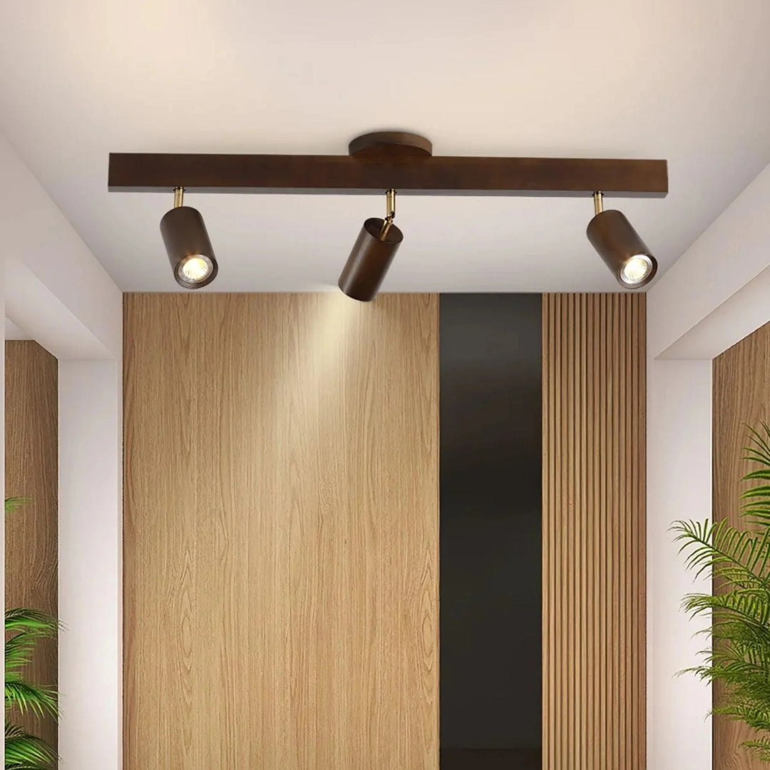 Wooden Adjustable Track Ceiling Light