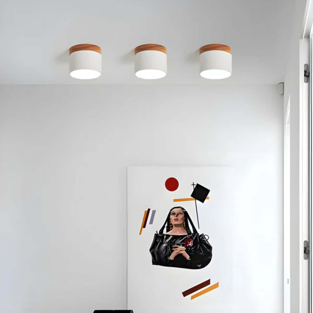 Nordic Wood Accent Ceiling Light Minimalist LED Flush Mount Lamp