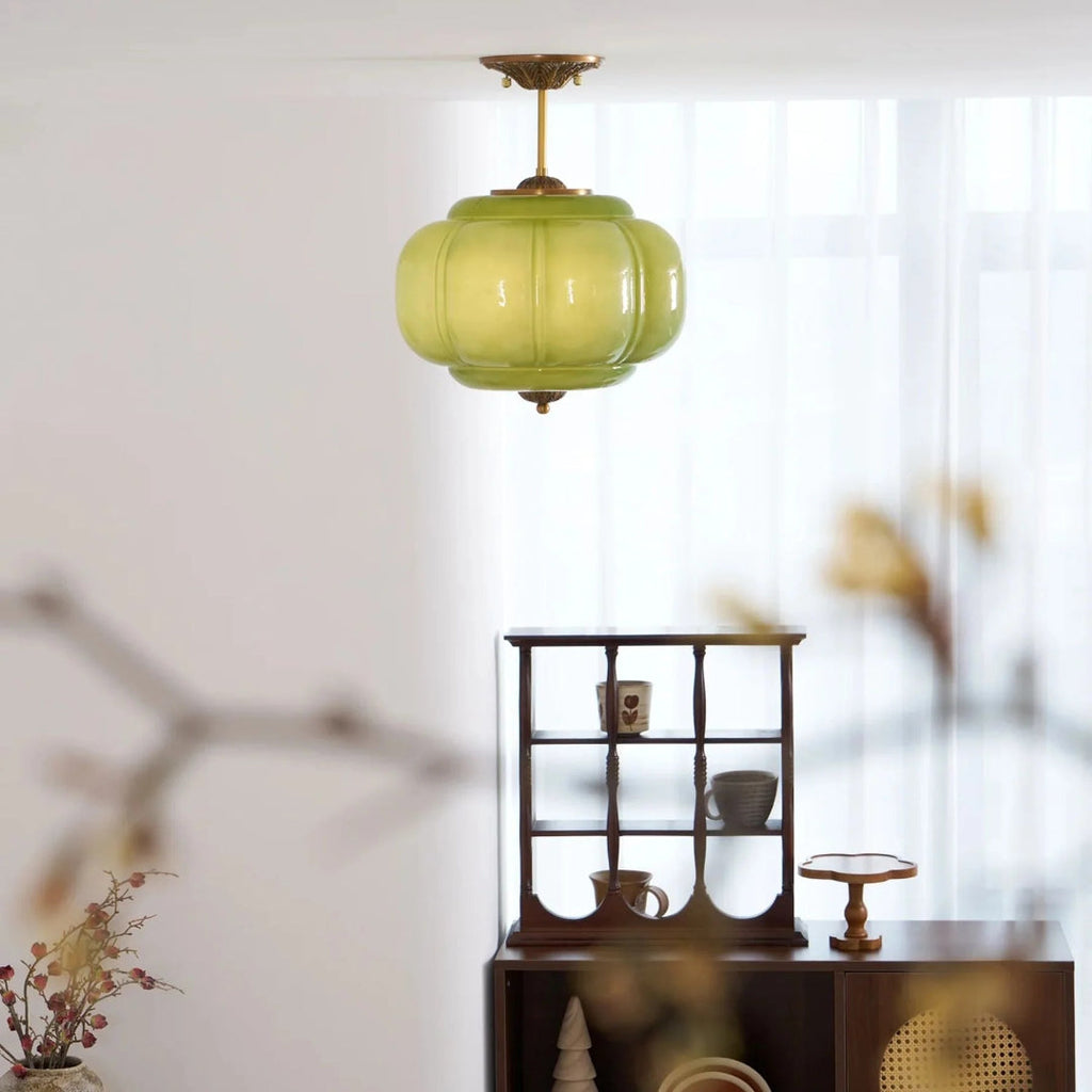 Vintage Ribbed Glass Ceiling Light