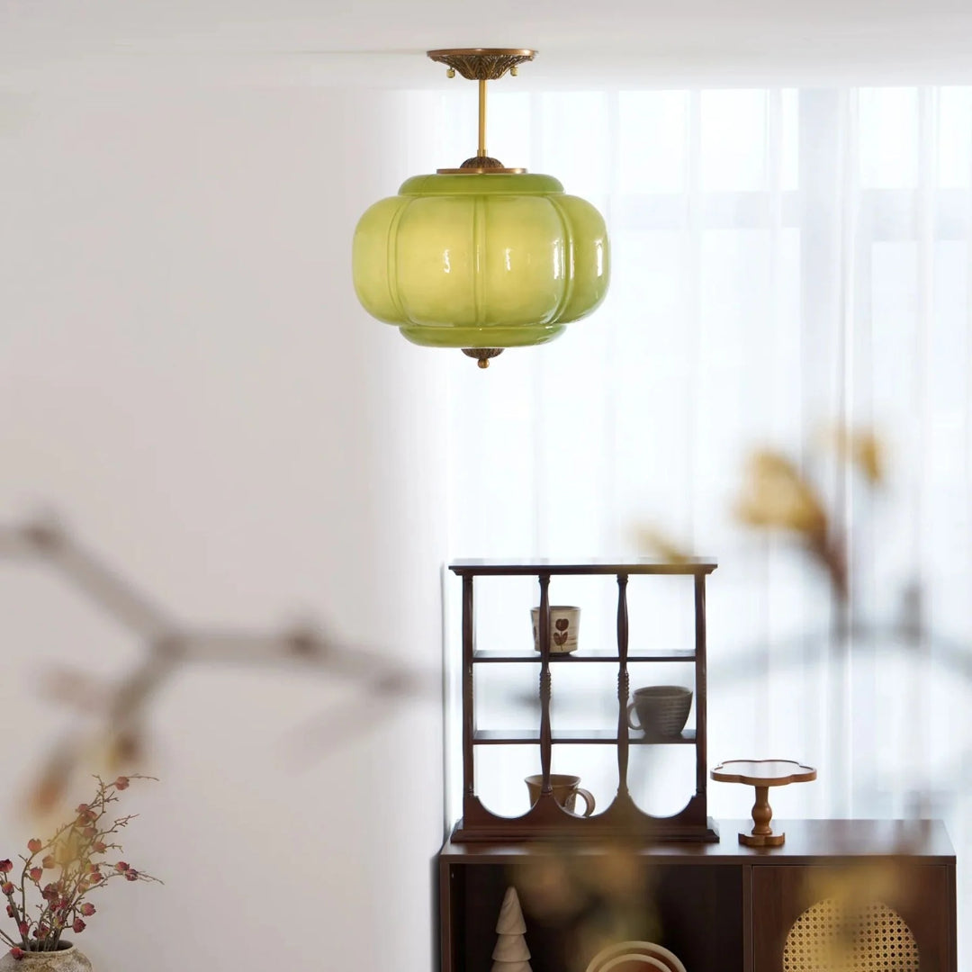 Vintage Ribbed Glass Ceiling Light