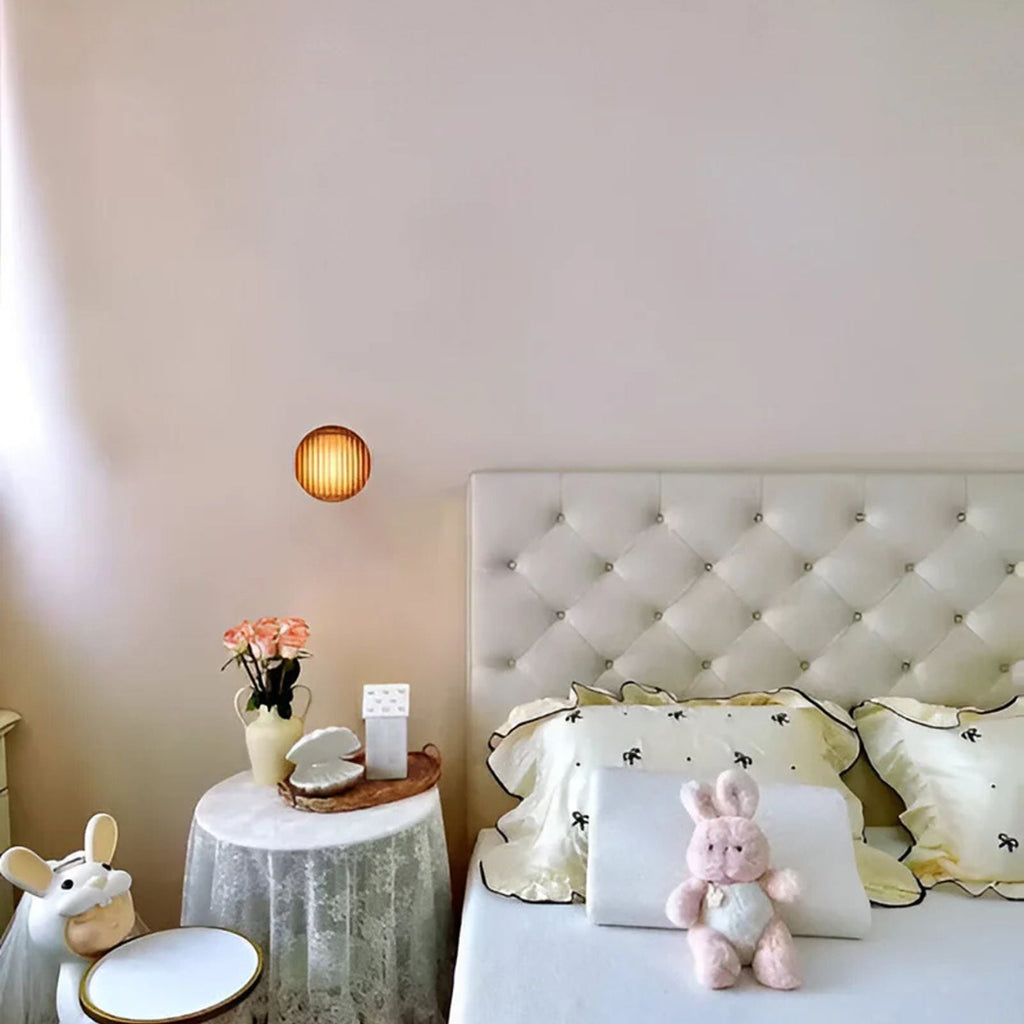 Round Wall Lamp – Amber Glass Minimalist Modern Accent Lighting