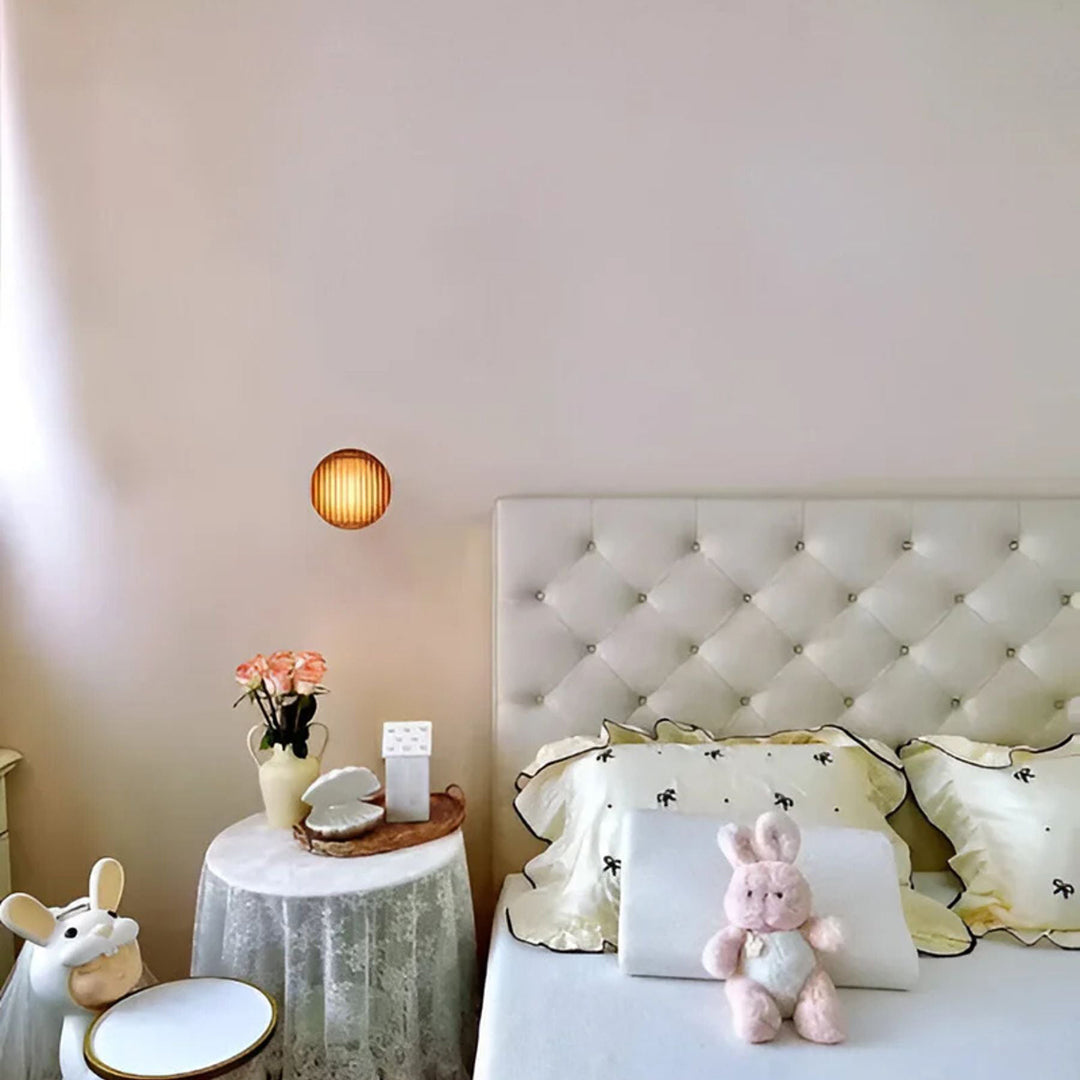 Round Wall Lamp – Amber Glass Minimalist Modern Accent Lighting