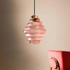 Art Deco Ribbed Glass Pendant Light