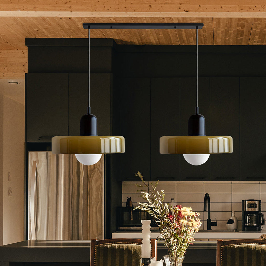 Double Glass Pendant Lamp – Retro Inspired Modern Dining Table Design