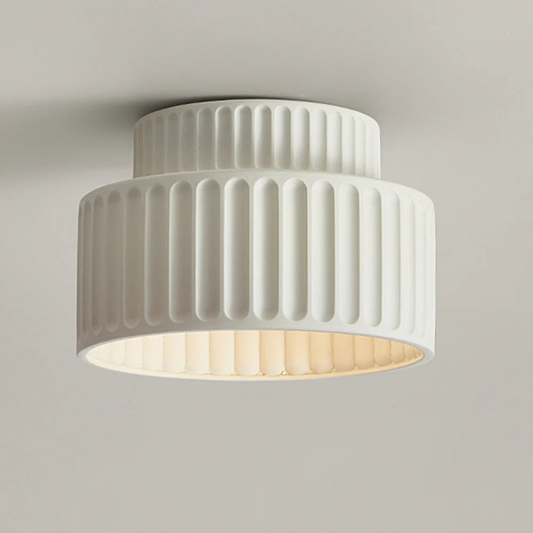 Minimalist Ribbed Ceramic Ceiling Light