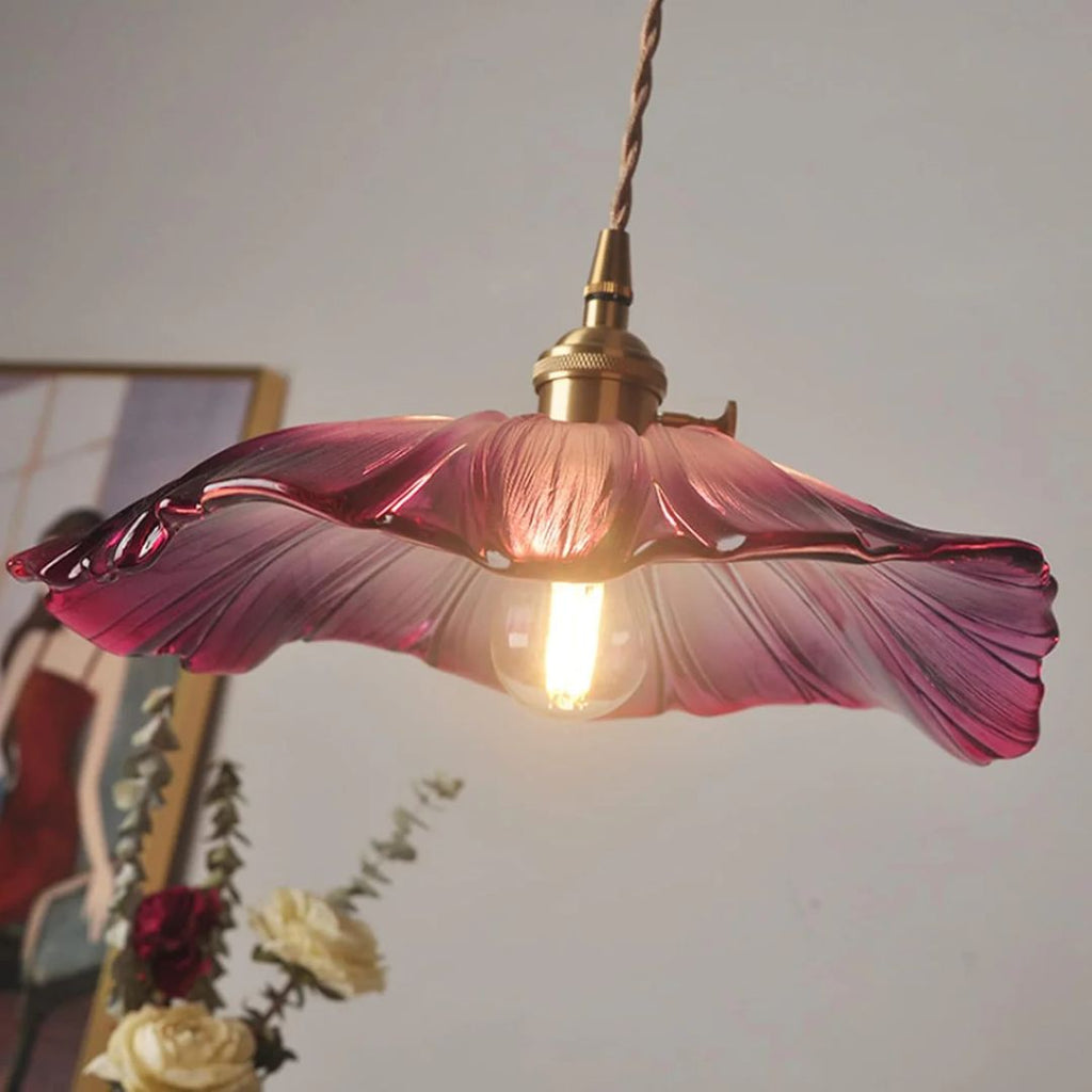 Flower Shaped Glass Pendant Lamp – Sculptural Romantic Warm Glow Design