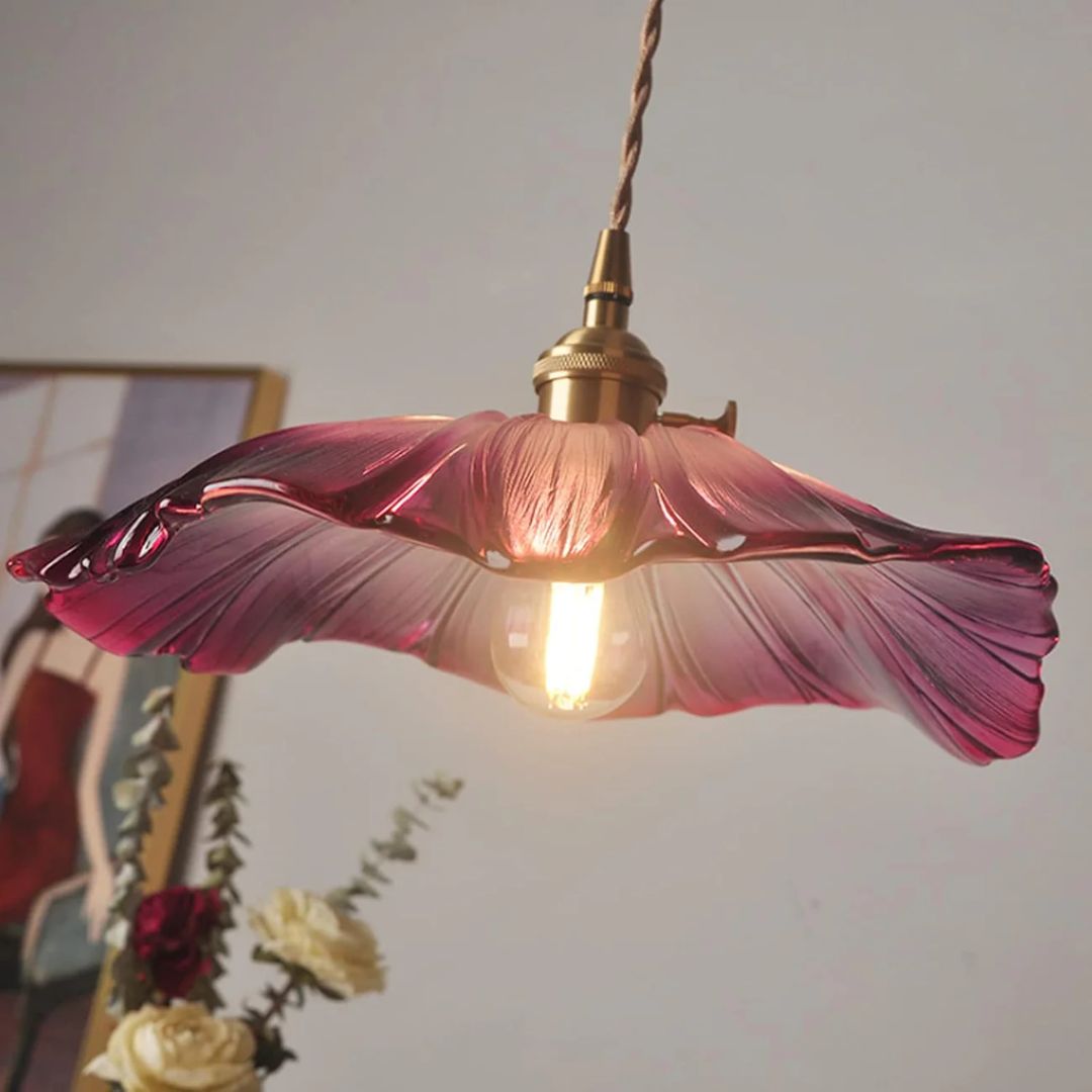 Flower Shaped Glass Pendant Lamp – Sculptural Romantic Warm Glow Design