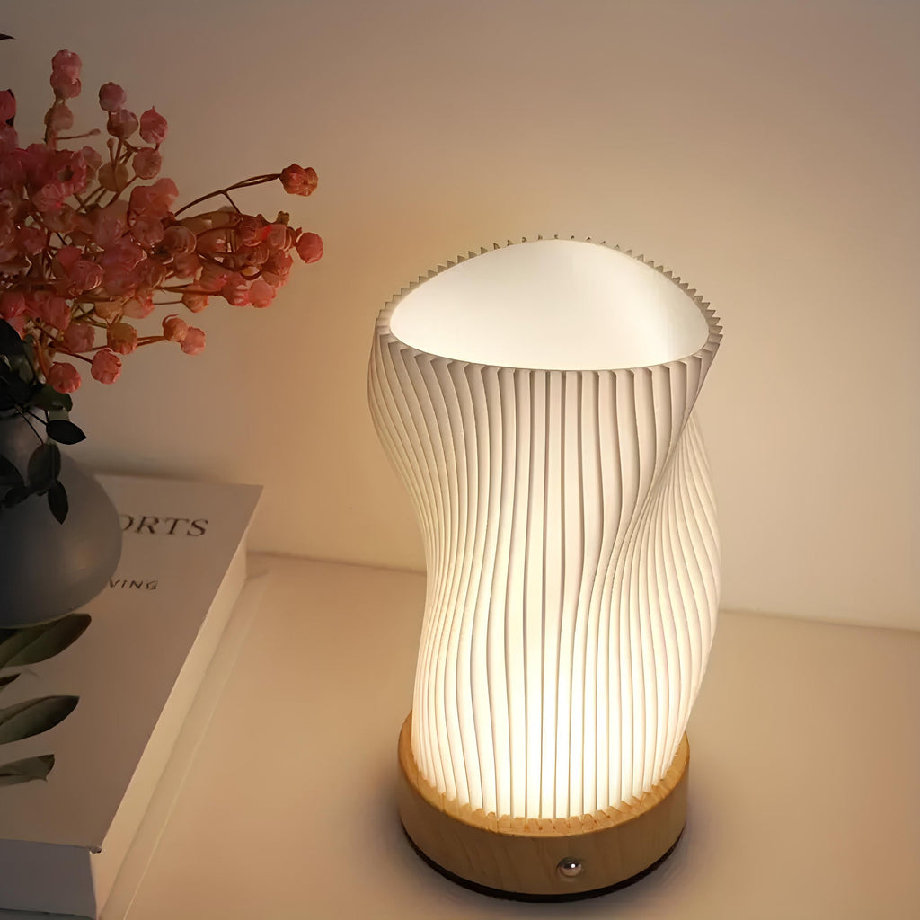 Modern Wavy Table Lamp Sculptural Ambient Light Contemporary Bedside Accent Lamp