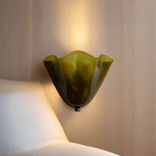 Wall Sconce Stained Glass Iron Shell Design | Retro Art Deco Style | Flicker-Free LED Warm Ambient Lighting for Bedrooms