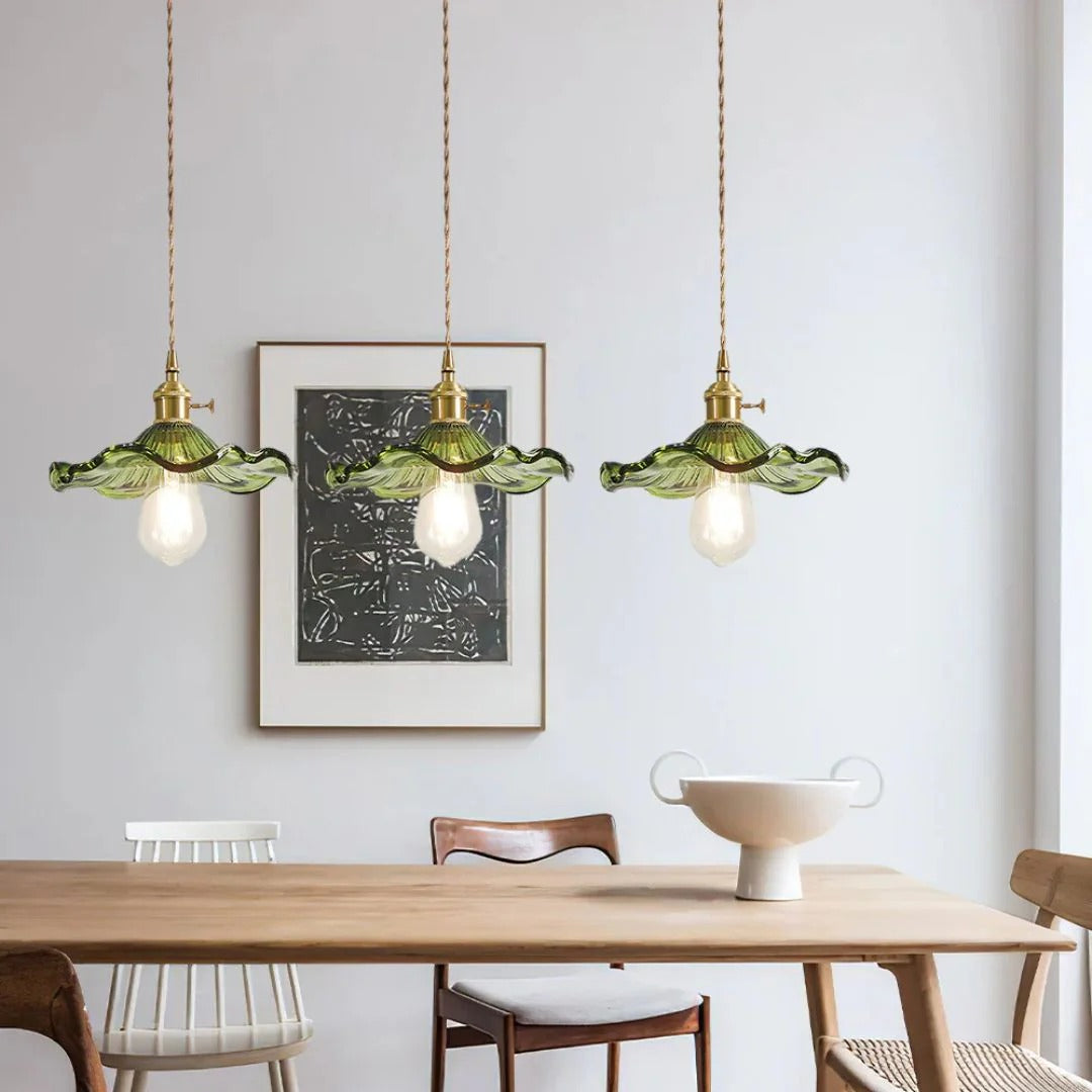 Vintage Floral Glass Pendant Light
