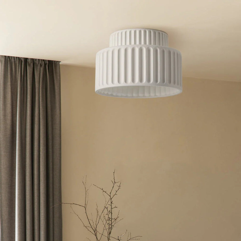 Minimalist Ribbed Ceramic Ceiling Light