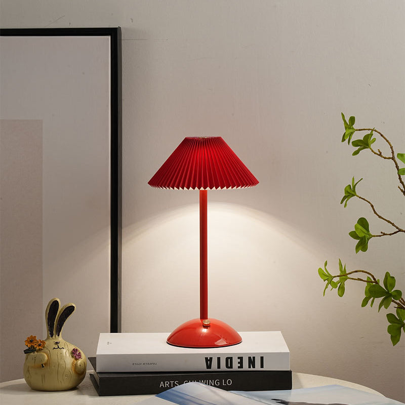 Table Lamp Brass Fabric | Scandinavian Modern Style | Cordless Rechargeable 2000mAh Battery | 3-Color Switch Ambient Glow