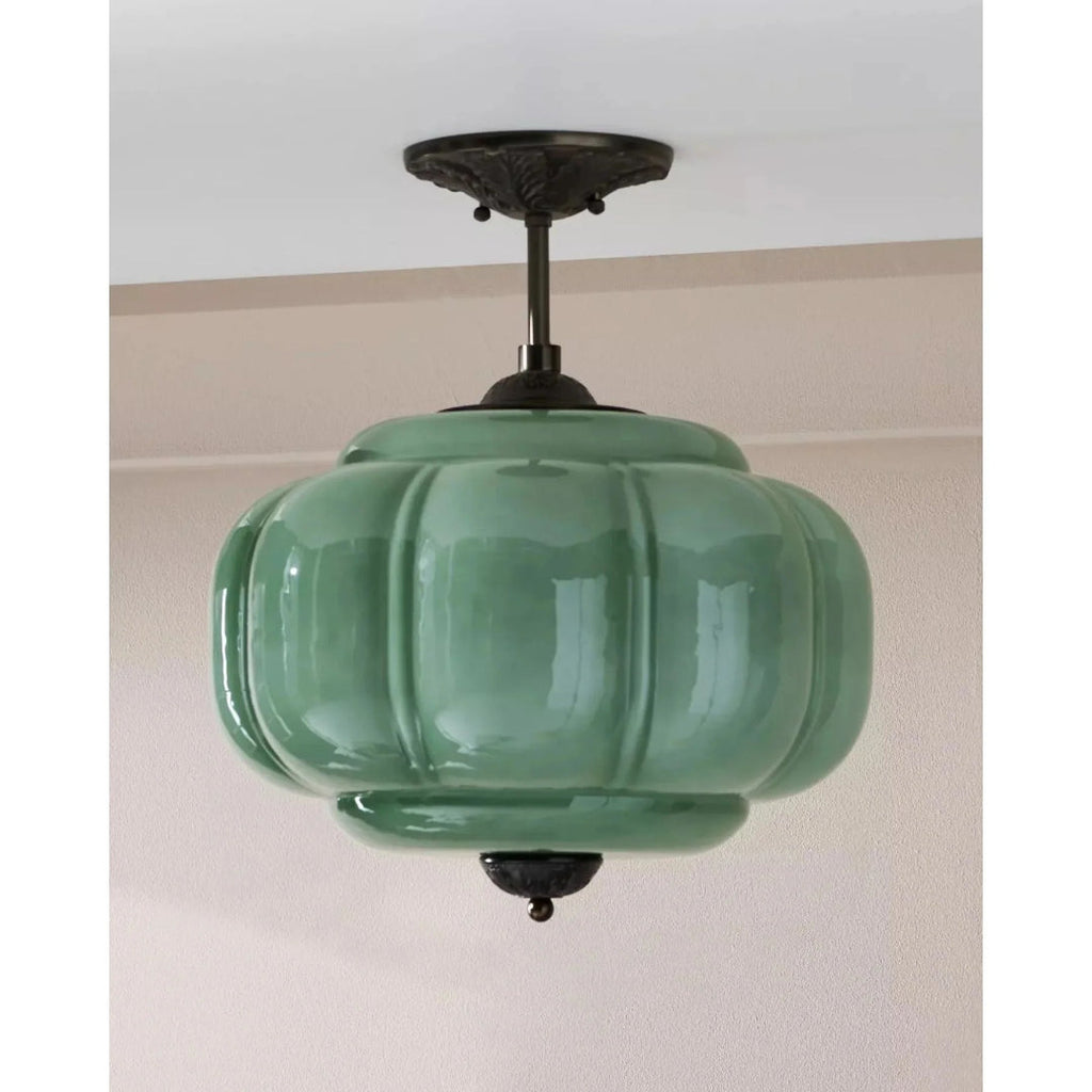 Vintage Ribbed Glass Ceiling Light