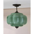 Vintage Ribbed Glass Ceiling Light