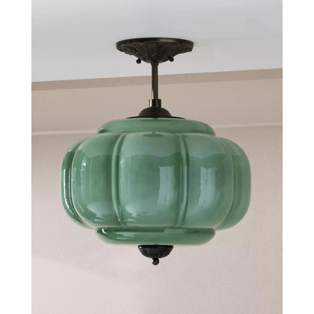Vintage Ribbed Glass Ceiling Light