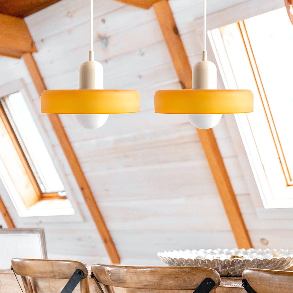 Double Glass Pendant Lamp – Retro Inspired Modern Dining Table Design