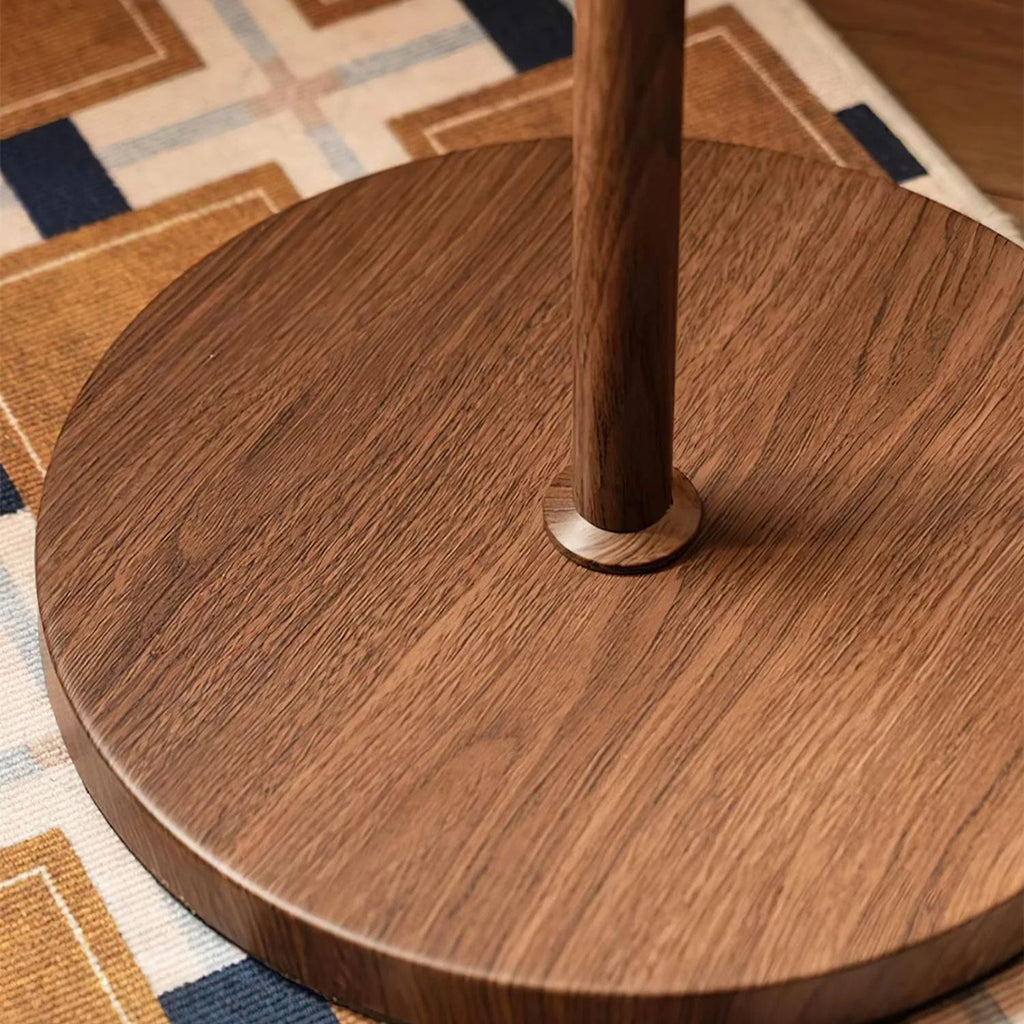 Amber Glass Floor Lamp – Retro Style With Walnut Wood And Metal Base