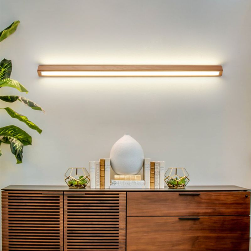 LED Wall Light Wood and Acrylic | Modern Linear Mirror Front Style | Energy-Efficient Indoor Lighting for Living Room