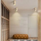 Stone and Wood Cylinder Ceiling Light