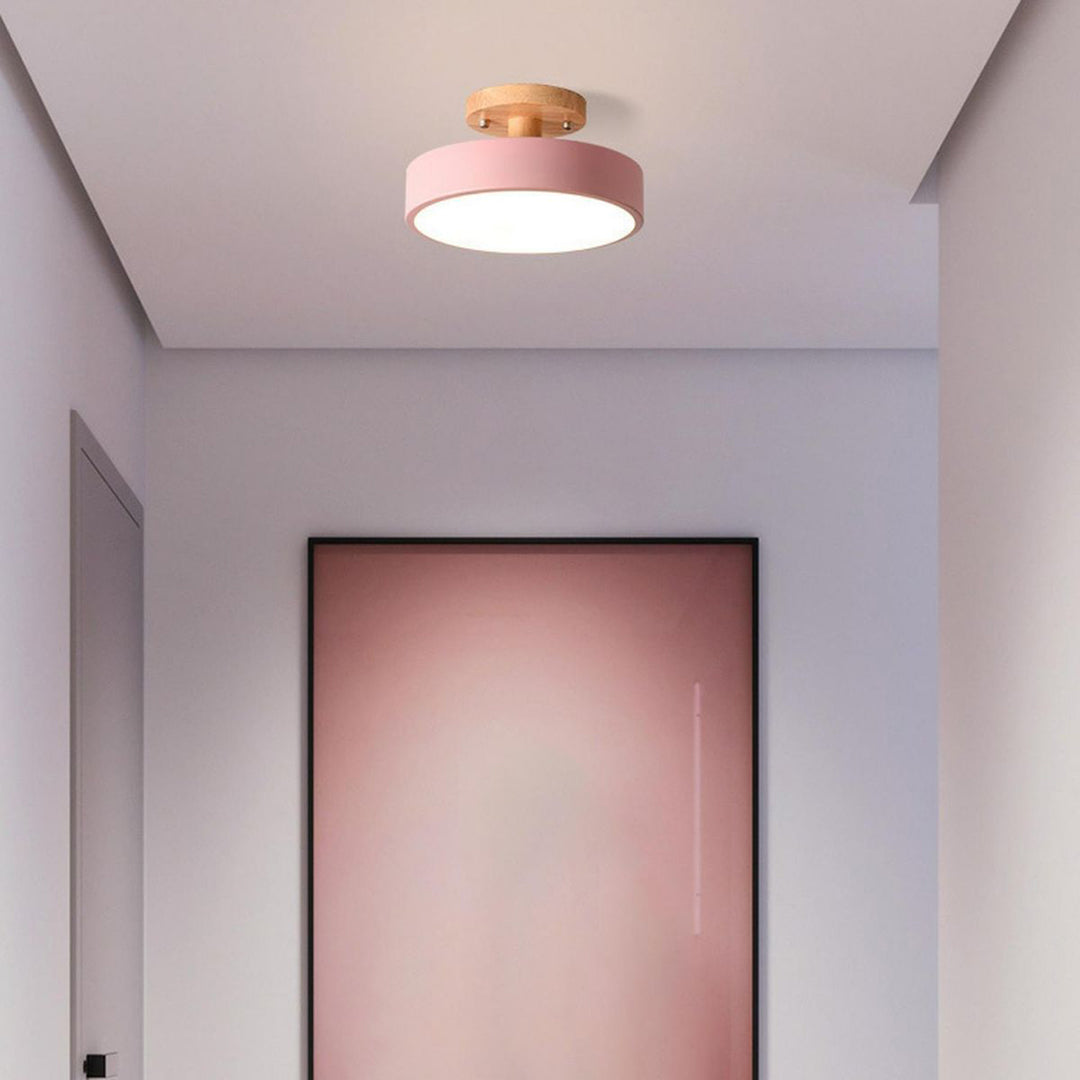 Green Ceiling Lamp – Modern Minimalist Design With Wood And Gold Accents