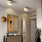 Stone and Wood Cylinder Ceiling Light