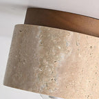 Stone and Wood Cylinder Ceiling Light