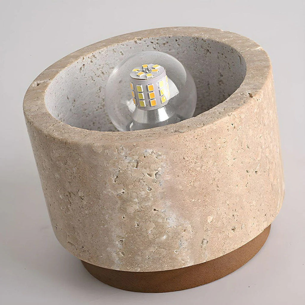 Stone and Wood Cylinder Ceiling Light