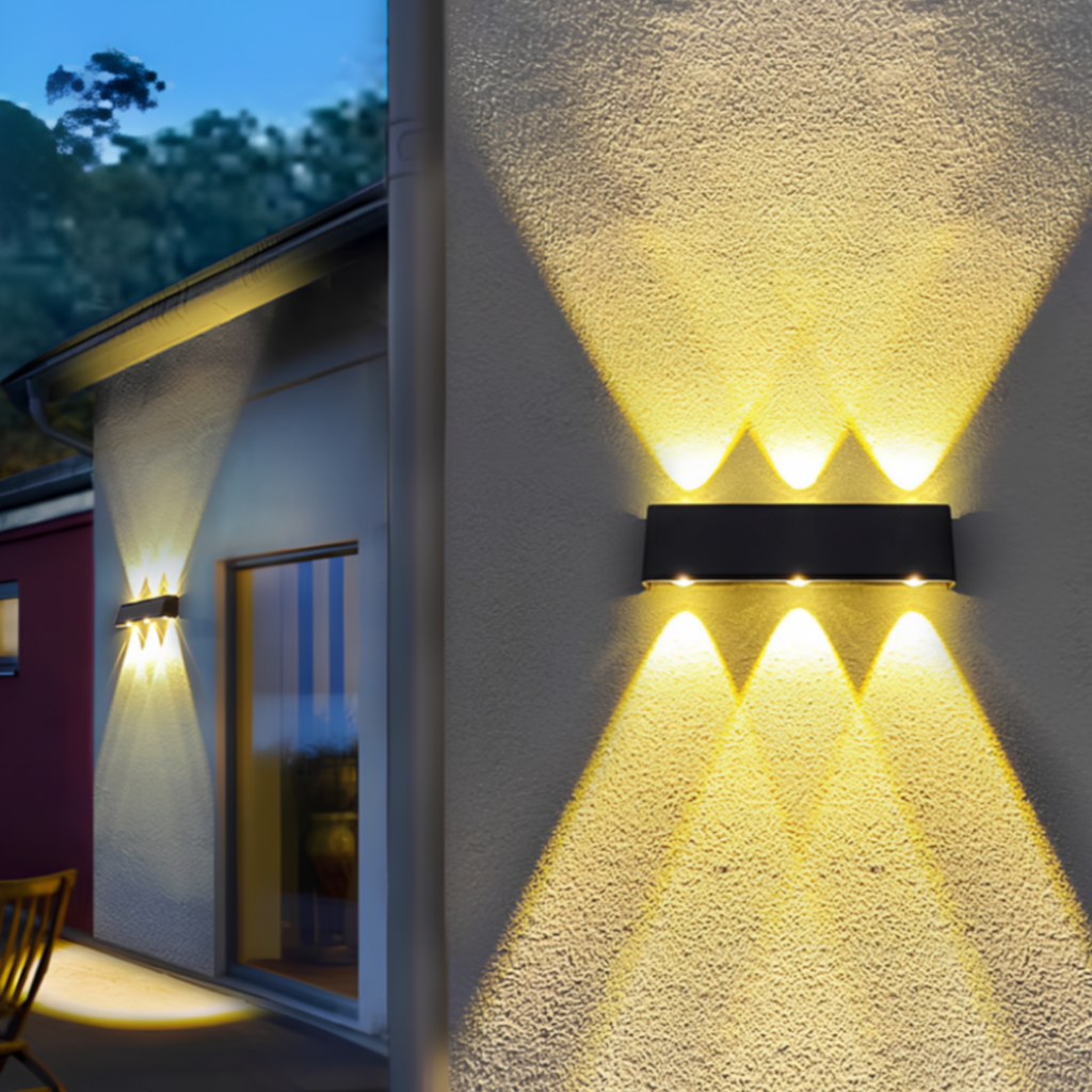 Solar LED Wall Light Aluminium | IP65 Waterproof | 10m Up and Down Lighting Distance for Garden and Outdoor Facades