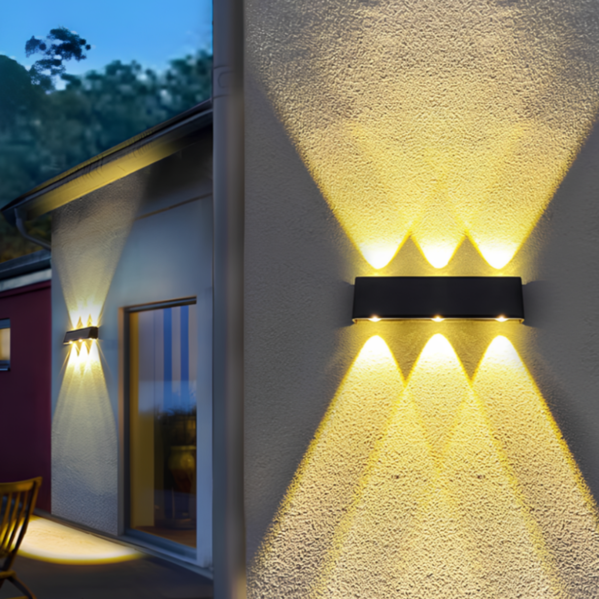 Solar LED Wall Light Aluminium | IP65 Waterproof | 10m Up and Down Lighting Distance for Garden and Outdoor Facades