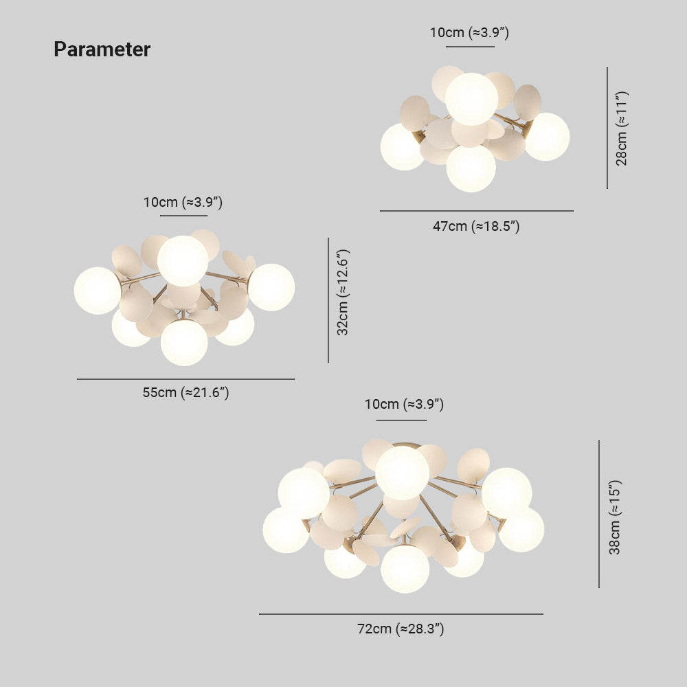 LED Ceiling Light Metal Glass and Acrylic Branch Design | Nature Inspired Style | Modern Botanical Interior Lighting