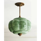 Vintage Ribbed Glass Ceiling Light