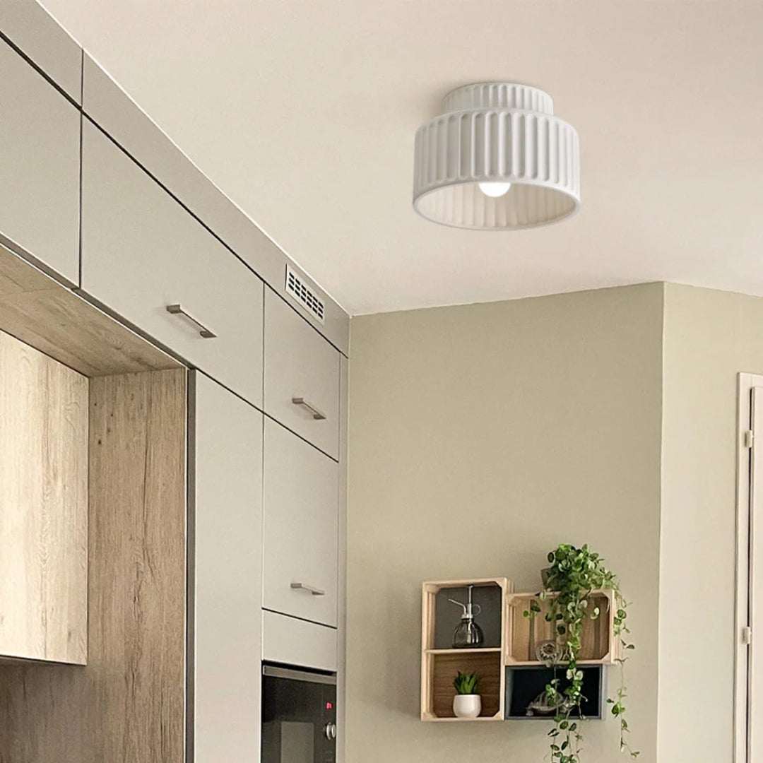 Minimalist Ribbed Ceramic Ceiling Light