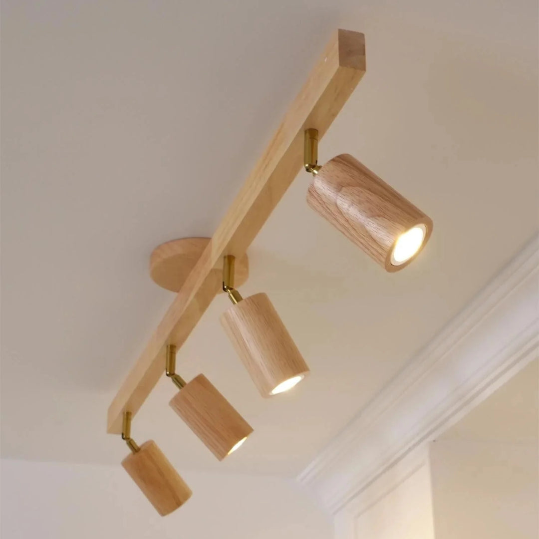 Wooden Adjustable Track Ceiling Light