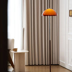 Amber Glass Floor Lamp – Retro Style With Walnut Wood And Metal Base