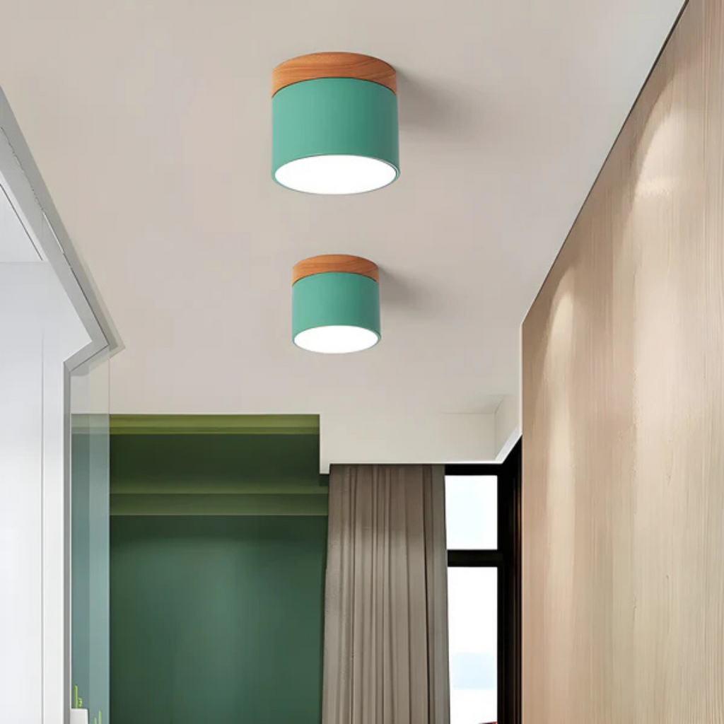 Nordic Wood Accent Ceiling Light Minimalist LED Flush Mount Lamp