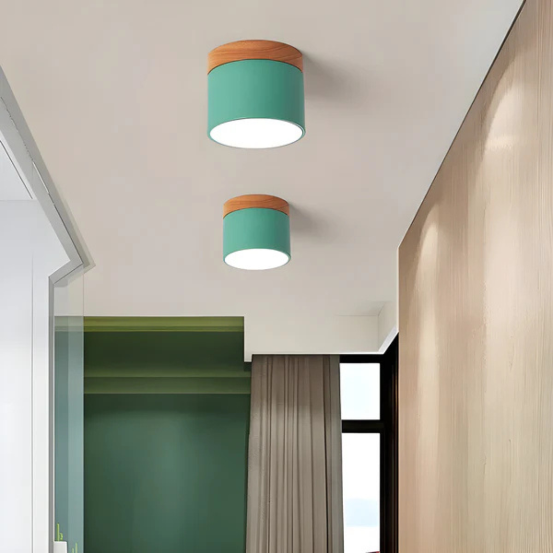 Nordic Wood Accent Ceiling Light Minimalist LED Flush Mount Lamp