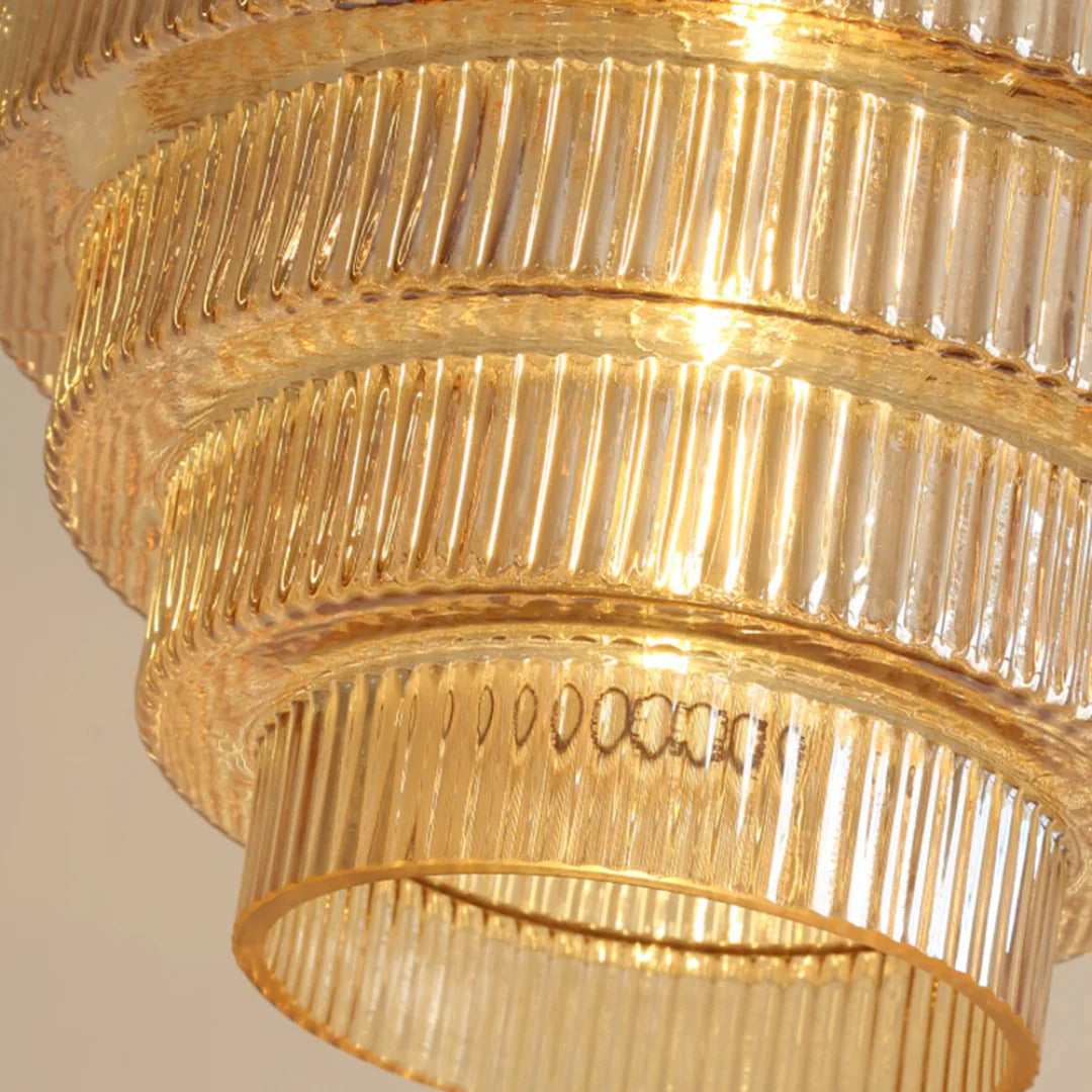 Art Deco Ribbed Glass Pendant Light