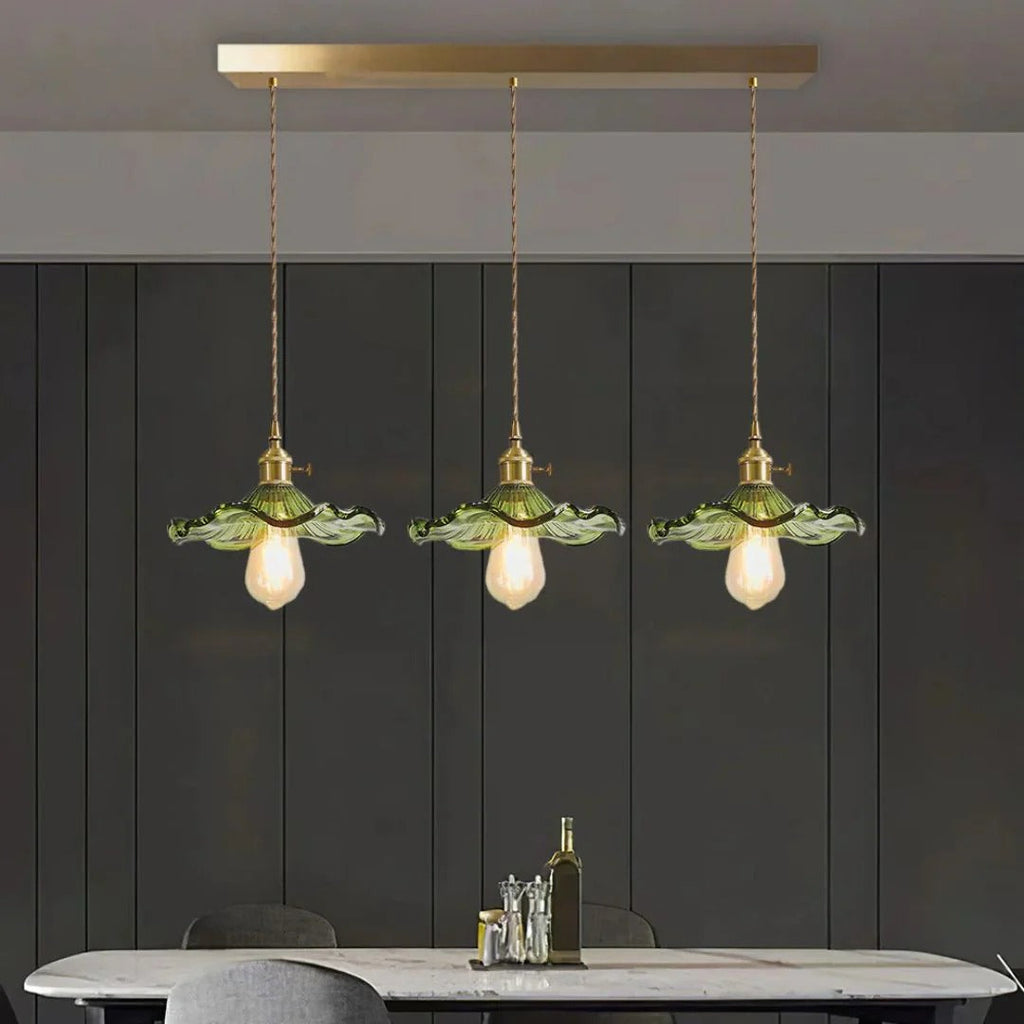 Vintage Floral Glass Pendant Light